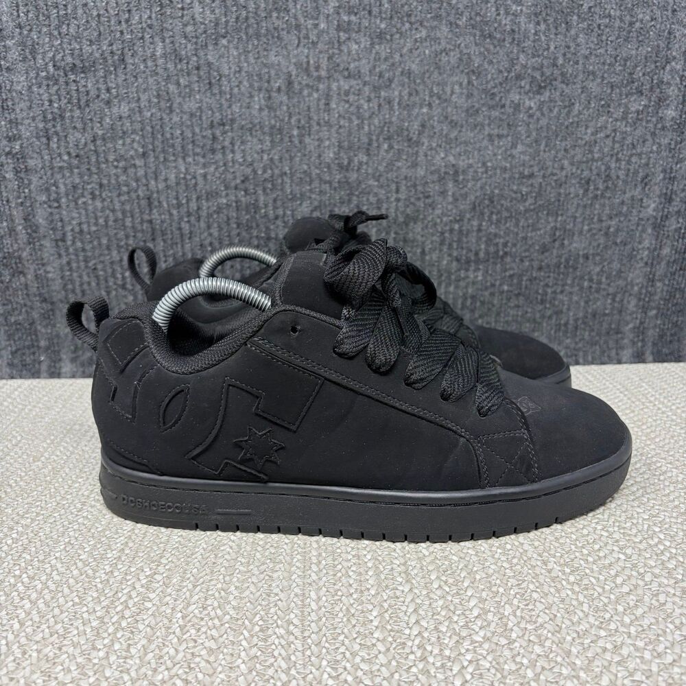 DC Skate Court Graffik Shoes Triple Black Sneakers Skater Mens Size 9.5